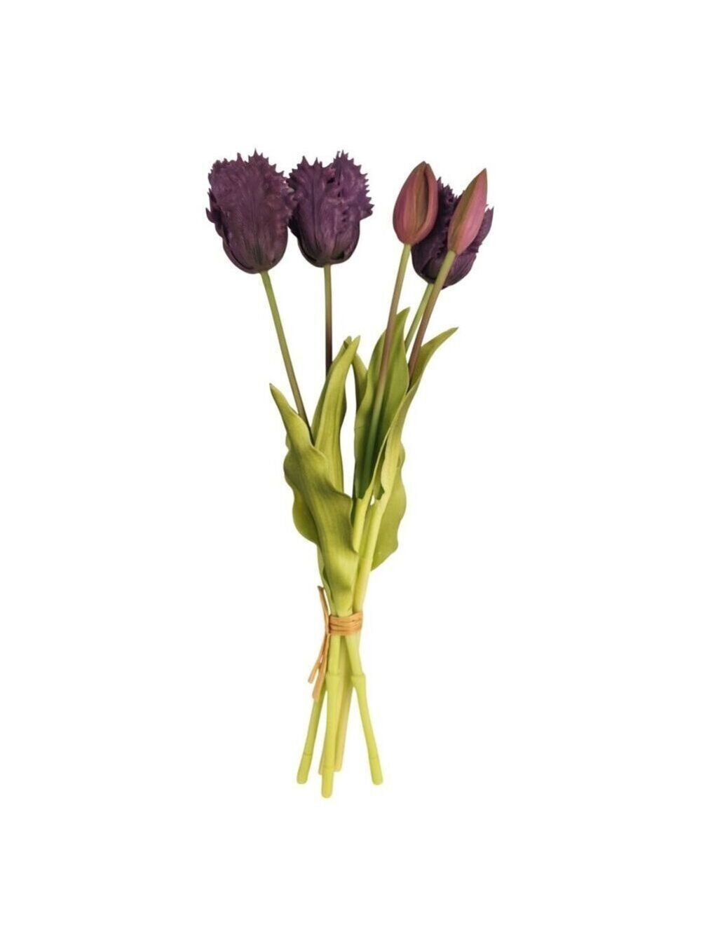 Plum Purple Artificial Tulips 15 Inch Set of 5 Faux Spring Flowers Wedding Home